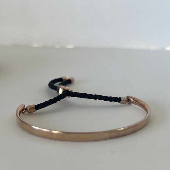 MONICA VINADER Fiji Friendship Bracelet 18K Rose Gold Vermeil Black Rope - Picture 5 of 7